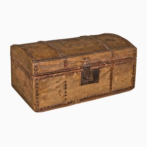 Antique Spanish Leather Dome Trunk , 1750s