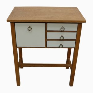 Vintage German Solid Oak and White Console Table, 1950s
