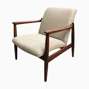 Fauteuil GFM-64 Mid-Century en Lin par Edmund Homa pour Gościcińskie Fabryki Mebli, 1960s