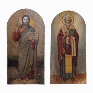 Jesus Christ and St. Peter, Oil on Canvas, Set of 2