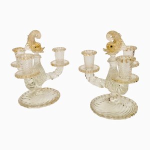 Blown Glass Candleholder from Barovier & Toso, 1950s, Set of 2