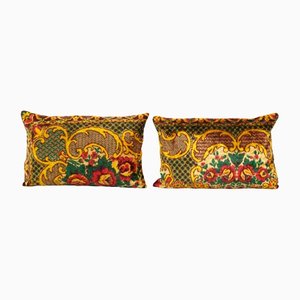 Yellow Velvet Lumbar Cushion Covers, Set of 2