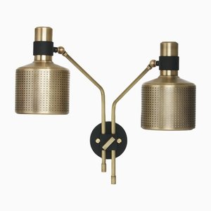 Double Riddle Wall Light in Brass by Bert Frank