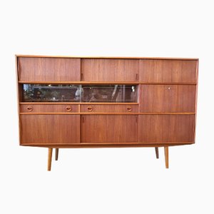 Danish Sideboard in Teak with Bar Cabinet, Drawers and Sliding Doors