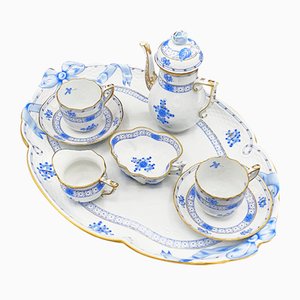 Blue Coffee Set from Herend Porcelain, Hungary, Set of 9
