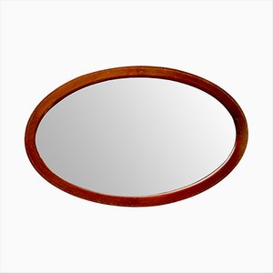 Antique Oval Mirror with Mahogany Frame and Bevelled Glass