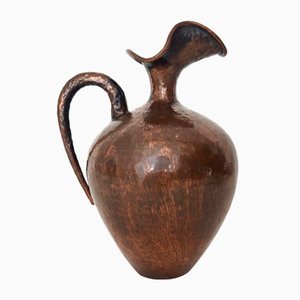 Small Vintage Embossed Copper Pitcher Vase by Egidio Casagrande, Italy