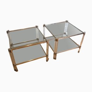 Acrylic Glass and Chrome Tables, Set of 2