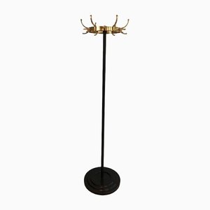 Coat of Lacquered Metal Black and Brass Rack from Jacques Adnet