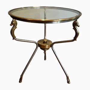 Head Brass and Brushed Steel Pedestal Table