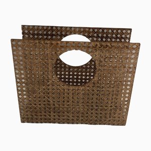 Porte-Revues en Verre Acrylique & Cannage incrusté dans le style de Christian Dior