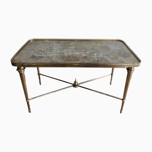 Brass and Eglomized Glass Top Table attributed to the Ramsay House
