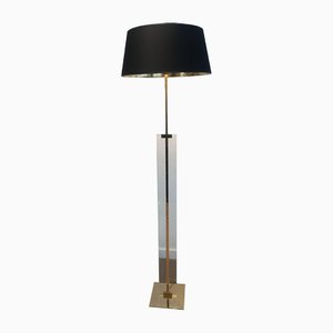 Glass and Brass Parquet Floor Lamp