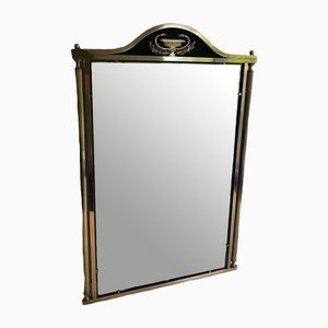 Neoclassical Style Mirror in Brass and Lacquered Sheet Metal with Cup and Swan Neck Decorations