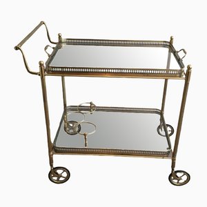 Neoclassical Style Brass Trolley Table with Removable Trays