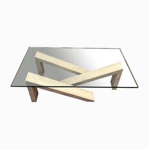 Glass Top Marble Coffee Table