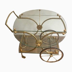 Rolling Table in Brass & Glass from Maison Baguès