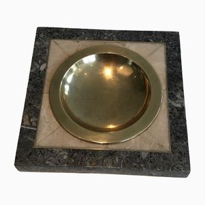 Neoclassical Style Faux-Marble & Brass Vide-Poche
