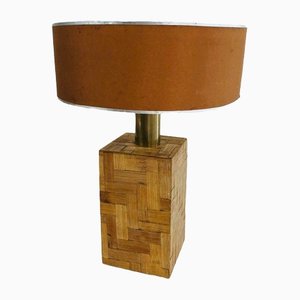 Straw Marquetry Table Lamp, 1950s