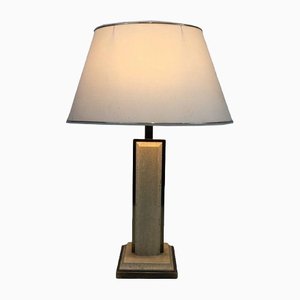 Lámpara de mesa de travertino y cromo dorado