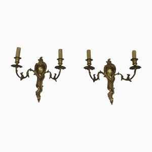 Louis XV Wandlampen aus Bronze, 2er Set