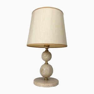 Travertine & Brass Table Lamp