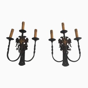 Wrought Iron Candleholder Sconces, Set of 2