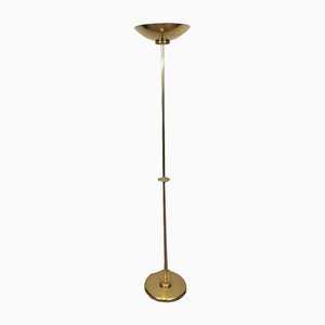 Parkett Stehlampe aus goldenem Messing & Acrylglas