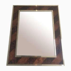 Espejo de marquetería de madera y latón