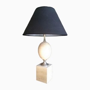 Lámpara de mesa de travertino de Philippe Barbier, años 70