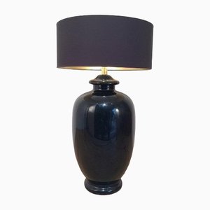 Große Lampe aus schwarz glasierter Keramik von Saronno, Italien, 1960er