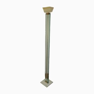Floor Lamp in Glass, Brass and Lacquered Metal