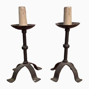 Candelabri in ferro battuto, set di 2