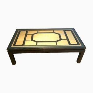 Black Lacquered Coffee Table, Egg and Blue Shell, 1960s