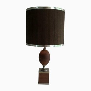 Wooden Egg Lamp and Brushed Steel, 1970s