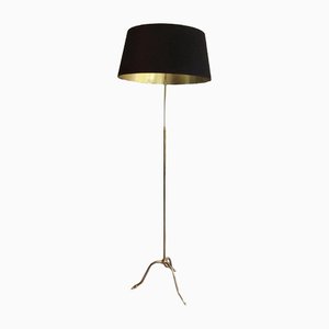 Black and Golden Brass Parquet Lamp, 1940s