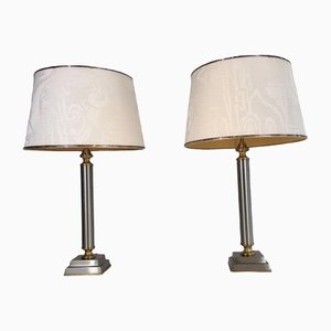 Brushed Metal Lamps by Guy Lefèvre, 1970s, Set of 2