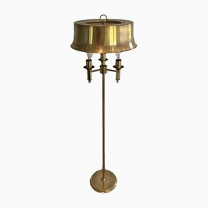 Lampe Parquet en Laiton avec Abat-Jour en Laiton attribuée à Maison Charles