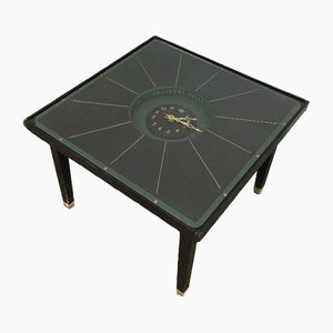 Leather and Brass Pendulum Table in the style of Jacques Adnet