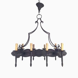 Neo-Gothic Wrought Iron Chandelier with 8 Arms