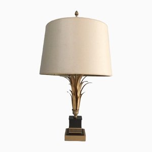 Lampe aus goldenem Metall und schwarz lackierter Ananas Lampe im Stil des Charles House von Maison Charles