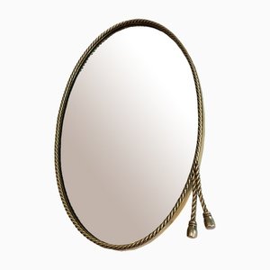 Specchio ovale vintage in ottone