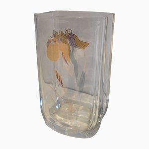 Glass Vase with Golden Flowers, 1970s