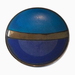 Plato vintage de cerámica azul