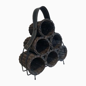 Rattan and Leather Bottle Holder