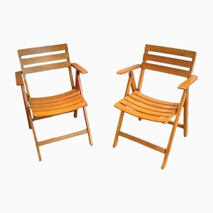 Folding Wooden Armchairs by Clairitex, Set of 2