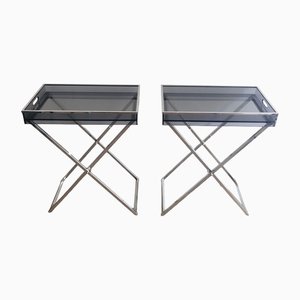 Acrylic Glass and Chrome Side Tables, Set of 2