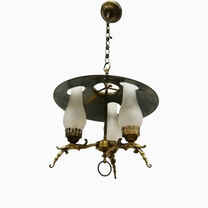 French Brass Chandelier with Arms of Lights, 1950s