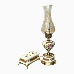 Italian Table Lamp and Jewelry Box from Alfa Ceramiche, Set of 2