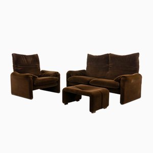 Armchair and Sofa with Footstool by Vico Magistretti for Cassina, Set of 3